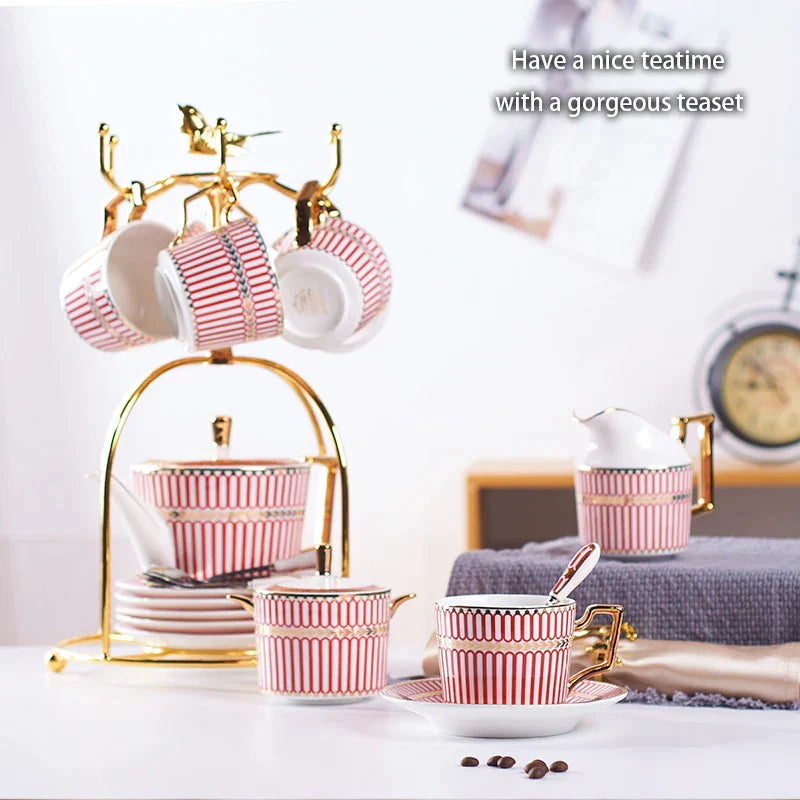 DecorBites™ Gold Porcelain Coffee & Tea Set - Luxury Bone China Porcelain Coffeeware