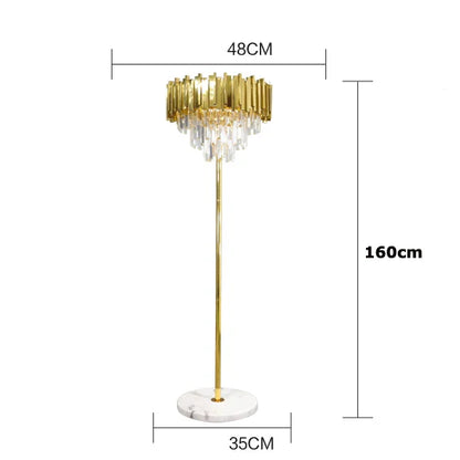 DecorBites™ Crystal Marble LED Floor Lamp - Art Deco Golden Black Stainless Steel