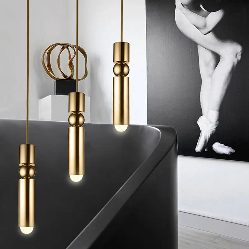 Gold Cylinder LED Pendant
