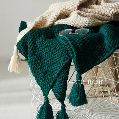 DecorBites™ Knitted Woolen Ball Blanket - Super Warm Cozy Sofa Throw Blanket