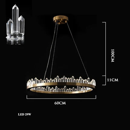 Gold Crystal Dining Chandelier Rectangle 100cm