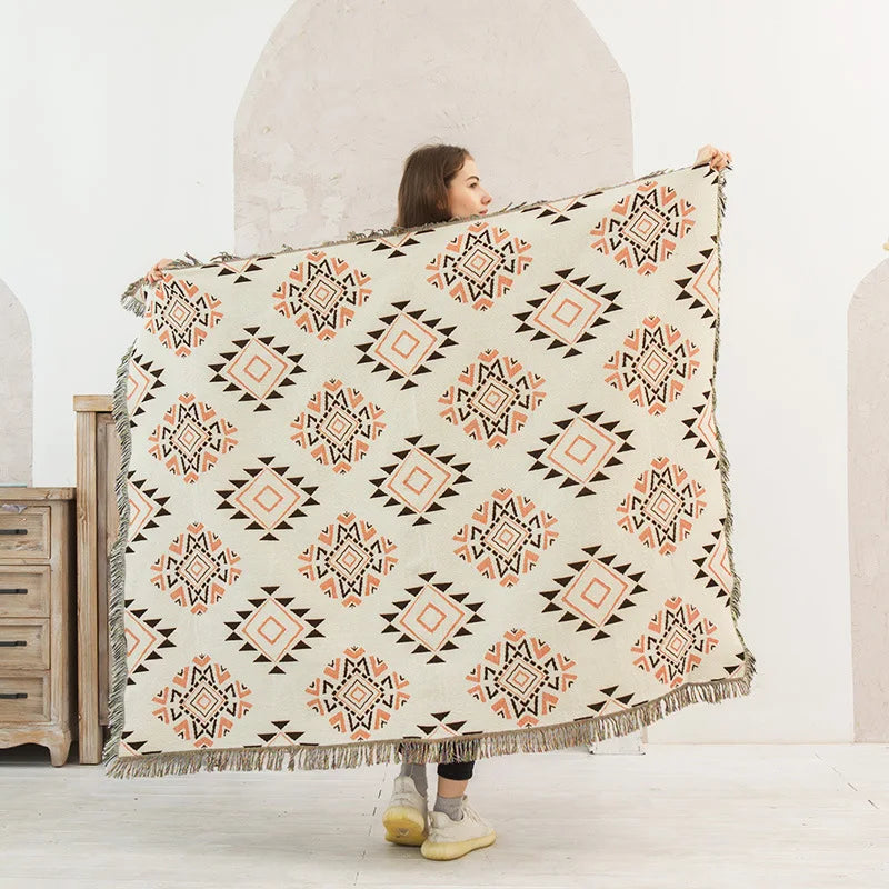 Nordic Plaid Knitted Blanket