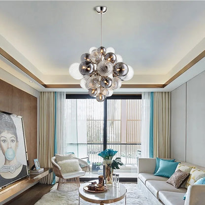 DecorBites™ Glass Globe LED Chandelier Pendant Light for Nordic Luxury Living Room