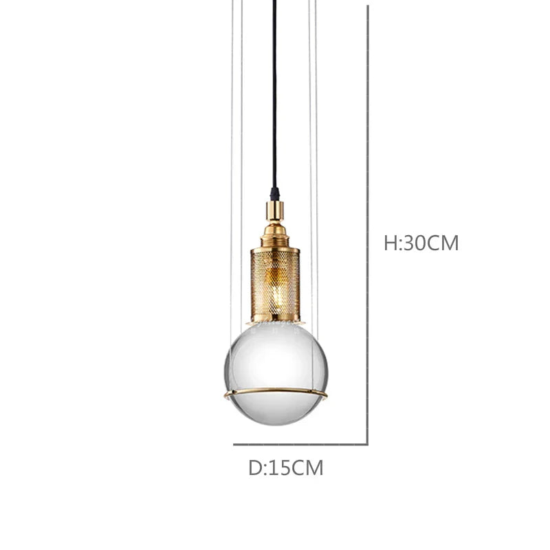 DecorBites™ Crystal Ball LED Pendant Light for Dining Room Living Bedroom Bedside