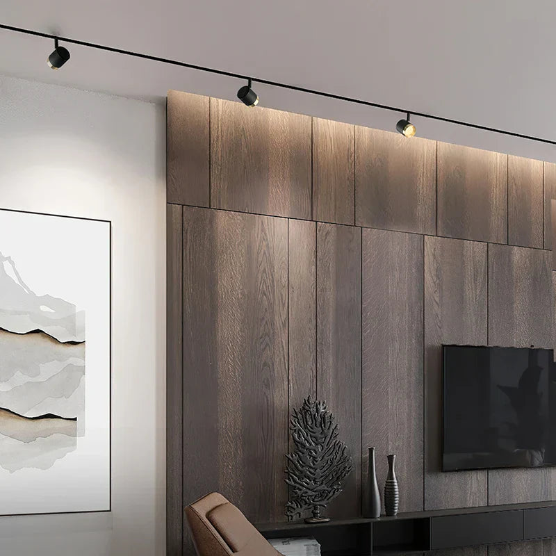 DecorBites™ Black Aluminum LED Track Spotlight - Adjustable Luxury Ceiling Light Display