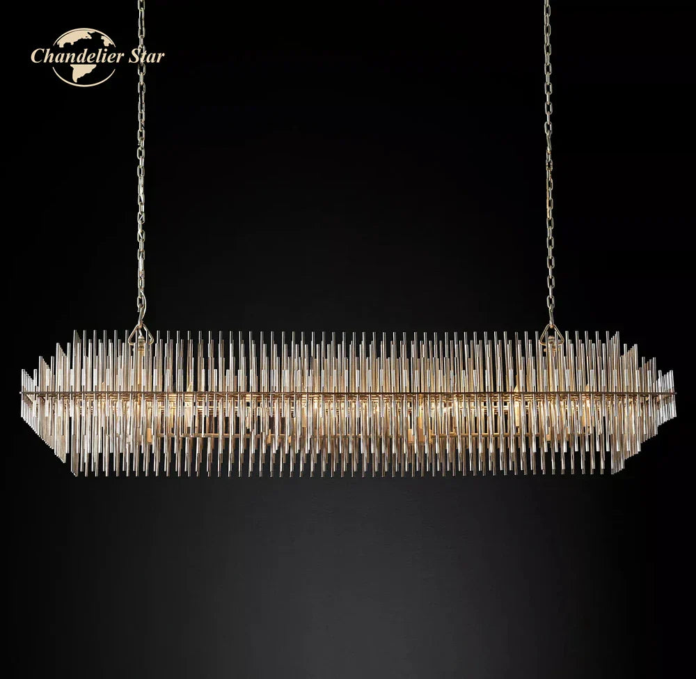 LED Modern Dining Chandelier Brass 6-Light L137cm