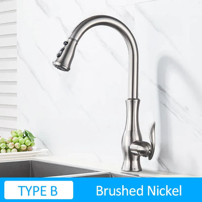 DecorBites™ Gold Swivel Spout Kitchen Faucet with Pull Down Sprayer