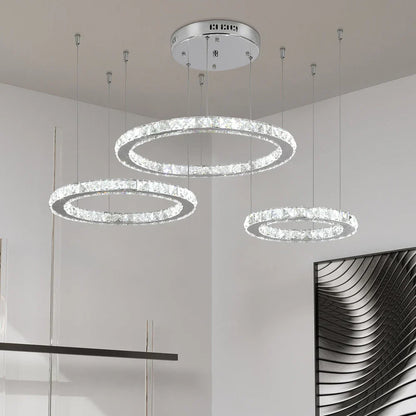 DecorBites™ Crystal LED Chandeliers: Modern Pendant Light for Living Room.