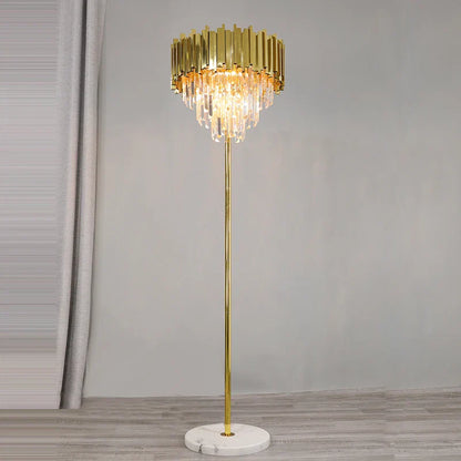 DecorBites™ Crystal Marble LED Floor Lamp - Art Deco Golden Black Stainless Steel