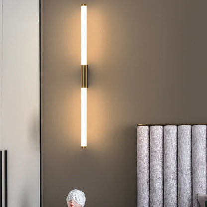 DecorBites™ Linear LED Wall Lamp Metal Tube Gold Sconce for Living Room Bedroom Aisle