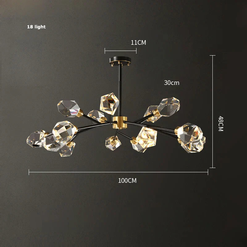 DecorBites™ Crystal Copper Black LED Chandelier for Dinning Room