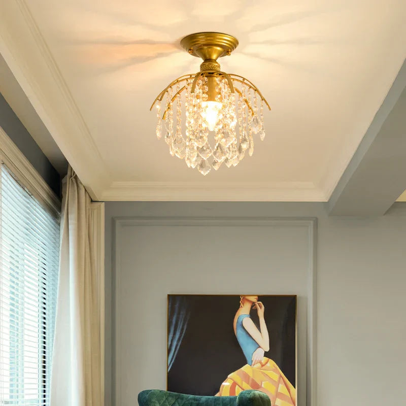 Gold Crystal Ceiling Chandelier 45x35cm Premium