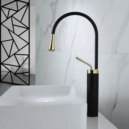 DecorBites™ Brushed Gold Basin Faucet Hot Cold Black Sink Kitchen Swivel Water Crane