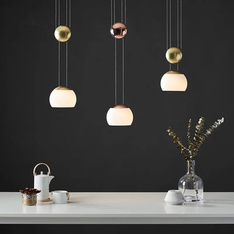 Gold LED Glass Pendant Rose Gold Adjustable