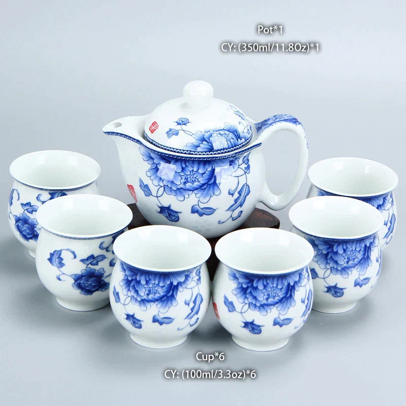 DecorBites™ Dragon Teapot Tea Set, Porcelain Kung Fu Teaware for Puer Oolong Ceremony