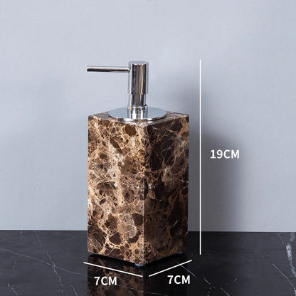 DecorBites™ Emperador Dark Marble Bathroom Set: Toothbrush Holder, Soap Dish, Soap Dispenser