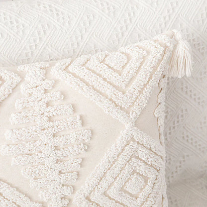 DecorBites™ Ivory Cotton Loop Tufted Cushion Cover for Home Decoration
