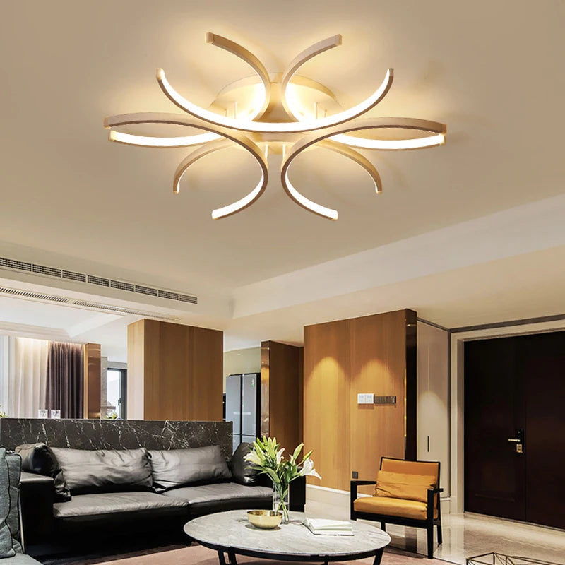 Led Chandelier Lights White Modern Ceiling Lamp Bedroom Circle Attic Living Dining Room Kitchen Interior Light Fixture