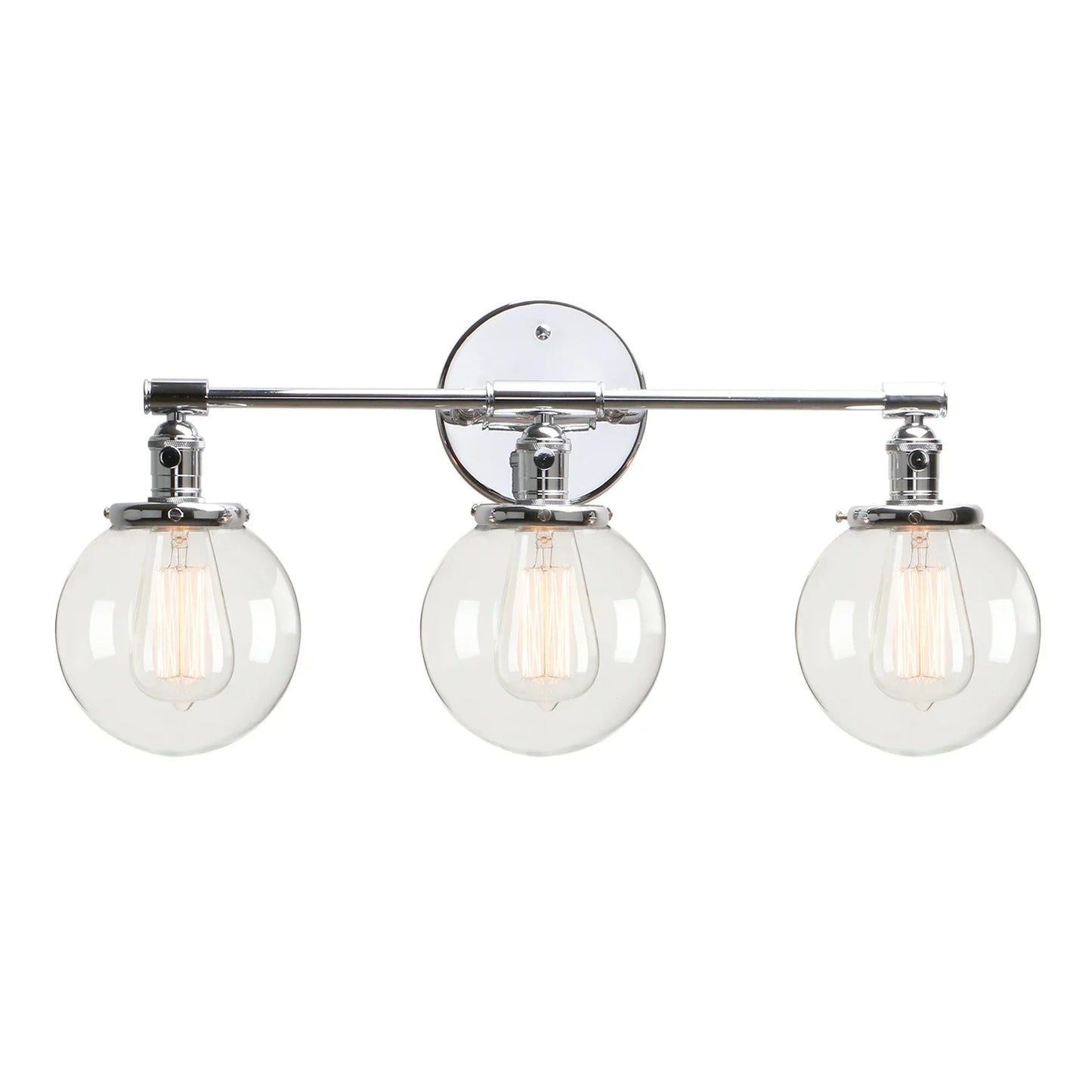 DecorBites™ Black 3-Light Wall Sconce Bathroom Vanity Fixture with Round Glass Canopy