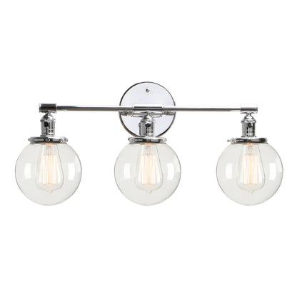 DecorBites™ Black 3-Light Wall Sconce Bathroom Vanity Fixture with Round Glass Canopy