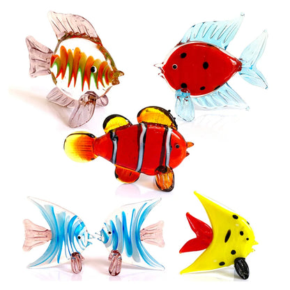 DecorBites™ Crystal Glass Tropical Fish Figurines | Hand Blown Modern Home Decor