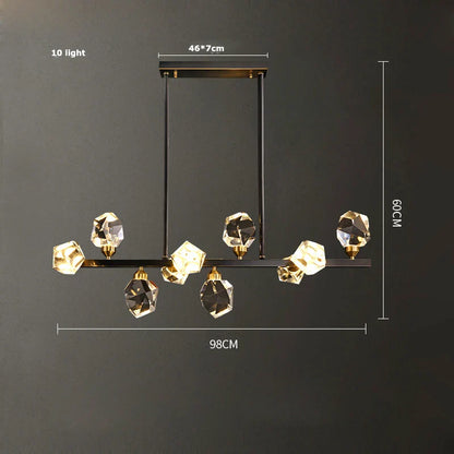 DecorBites™ Black Crystal Copper LED Chandelier for Dining Room - Art Deco Hanging Lamp
