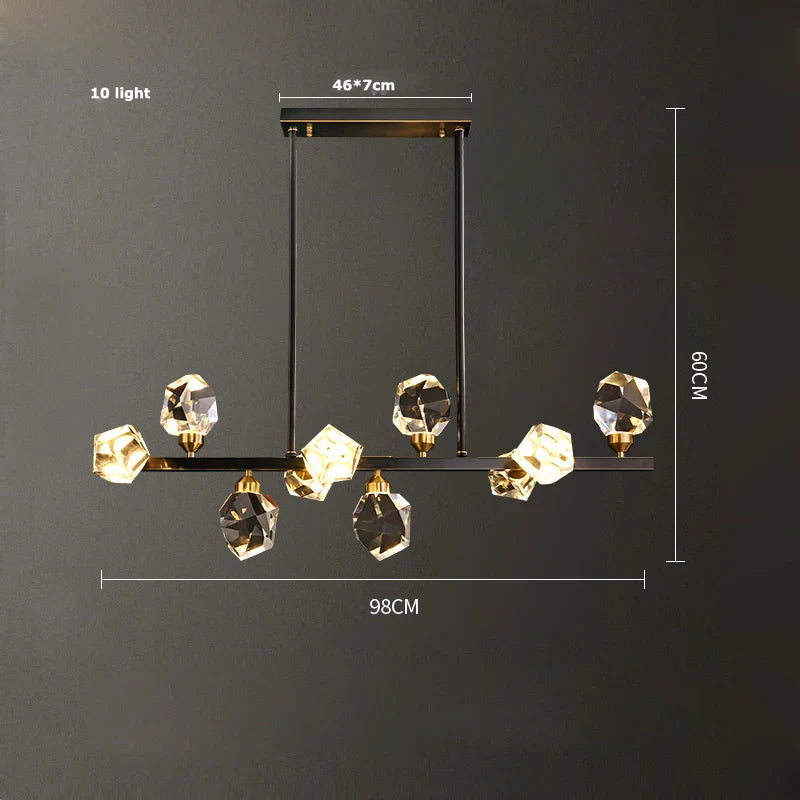 DecorBites™ Black Crystal Copper Chandelier LED Hanging Lamps for Dinning Room