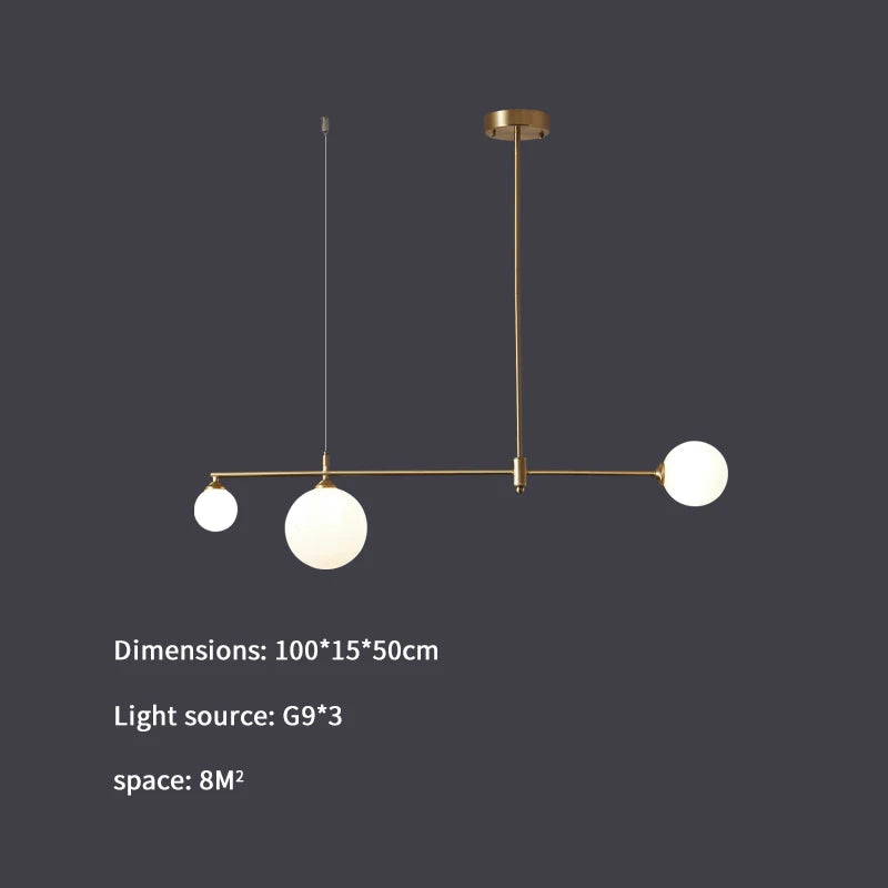 DecorBites™ Gold Copper Glass Ball Chandelier Pendant for Dining Room & Kitchen