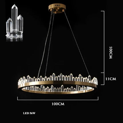 Gold Crystal Dining Chandelier Rectangle 100cm