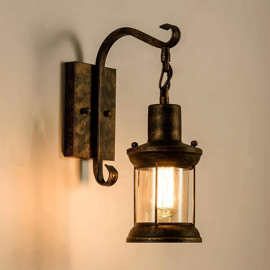 DecorBites™ Industrial Vintage Wall Light: Retro Metal Indoor Fixture with Glass Shade Cover