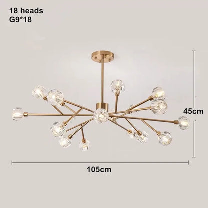 DecorBites™ Crystal LED Chandelier: Modern Nordic Design Copper Ceiling Light Fixture