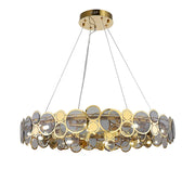 Gold Iron Glass Chandelier Oval93cm Steel Finish