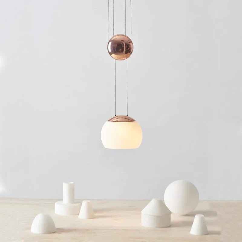 Gold LED Glass Pendant Rose Gold Adjustable