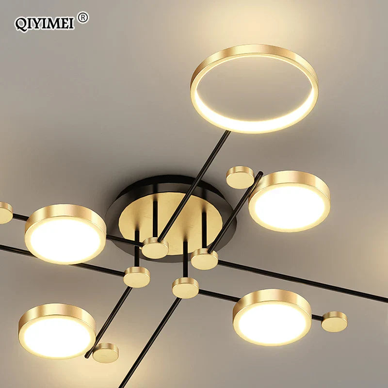 Gold Frame 6-Head Dimmable LED Chandelier
