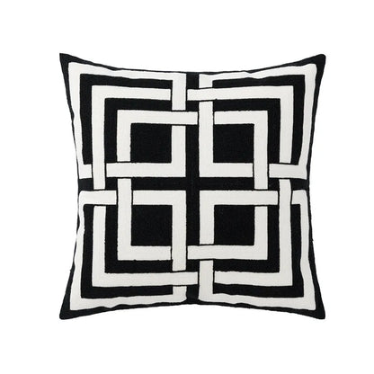 DecorBites™ Geometric Embroidery Cushion Cover 45x45cm Black Grey Soft Cozy for Home Decor