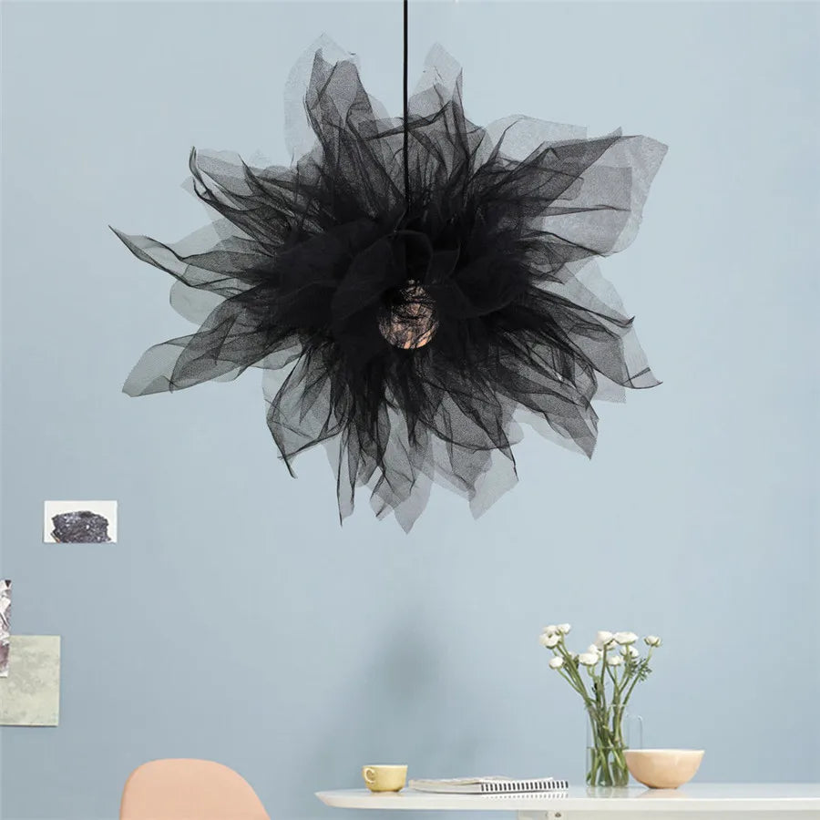 DecorBites™ Gauze Flower Chandeliers: Modern Nordic Mesh Pendant Light for Bedroom, Living, Children's Room