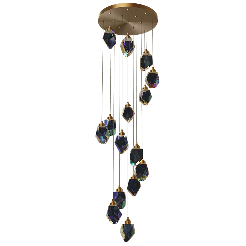DecorBites™ Crystal Diamond Chandelier for Duplex Building Stairwell Loft Pendant Lighting