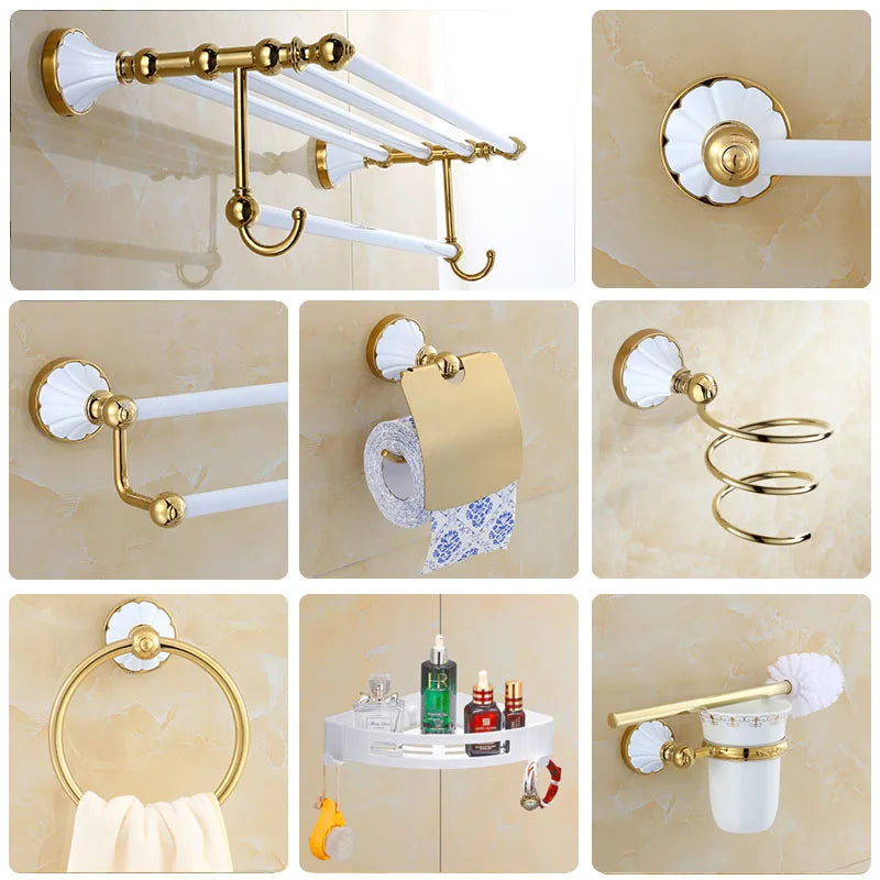 Gold White Bathroom Set