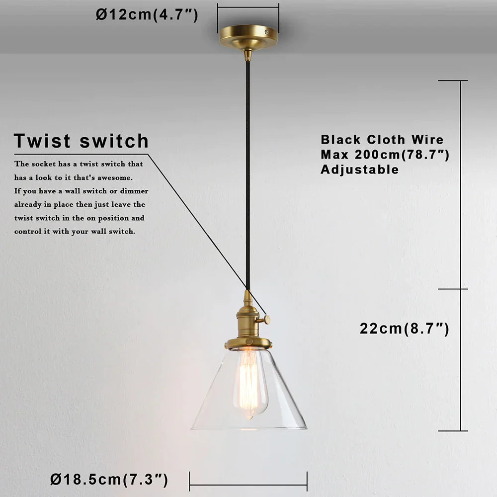 DecorBites™ Funnel Flared Glass Clear Glass Pendant Light Fixture