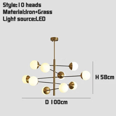 DecorBites™ Golden Glass Magic Bean Chandelier: Modern Luxury for Living Room & Dining Room