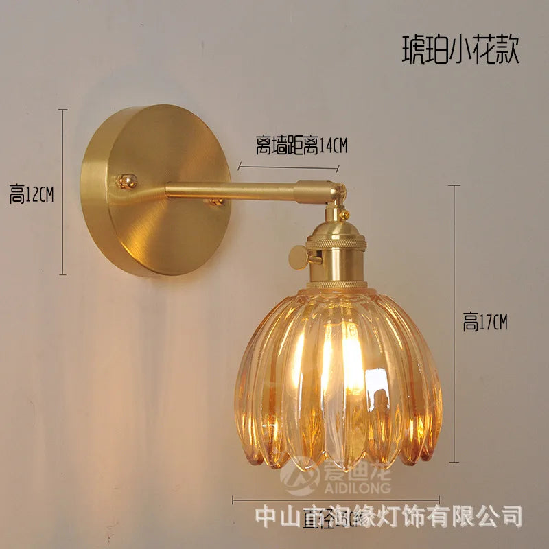 Copper Glass LED Sconce Japanese Style Stairway