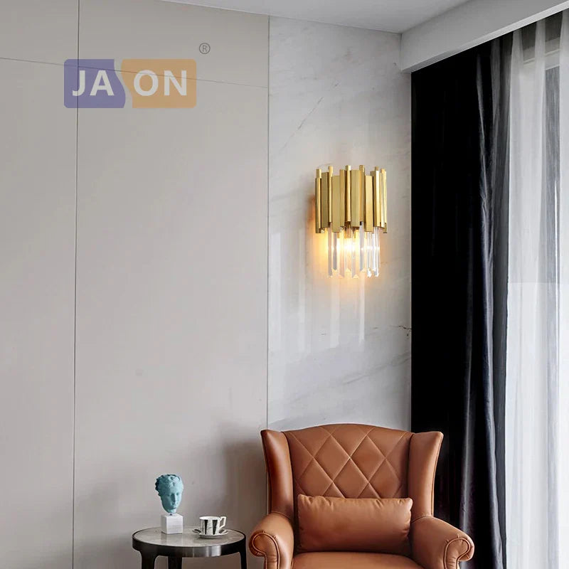 DecorBites™ Crystal Clear LED Wall Sconce Chrome Silver Gold Wall Light for Bedroom