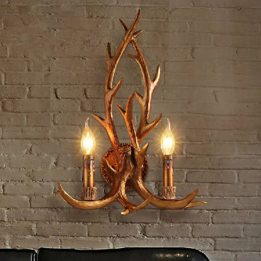 DecorBites™ Deer Horn Resin Wall Lamp with Warm White LED Light