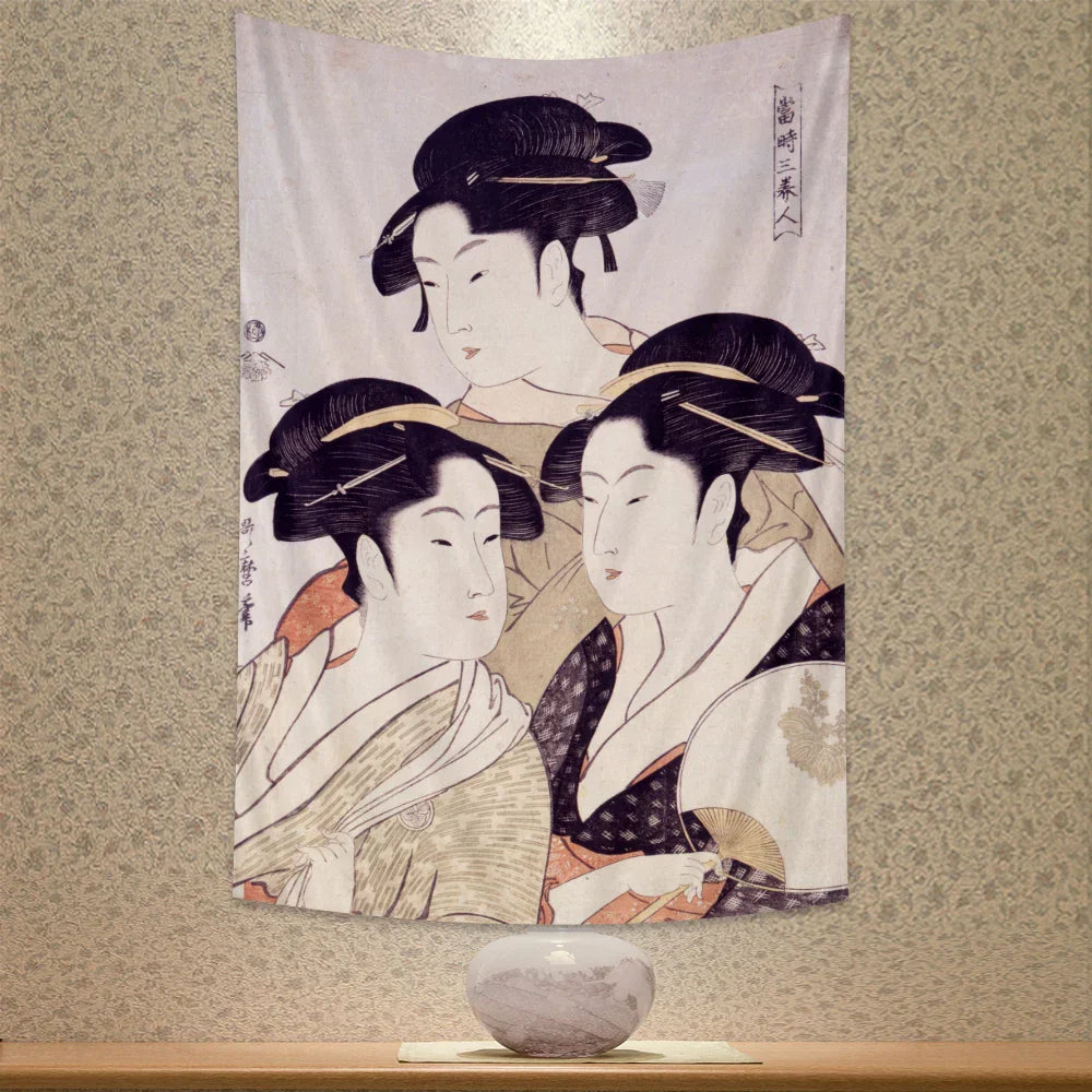 DecorBites™ Geisha Kanagawa Print Wall Hanging for Bohemian Home Decor & Yoga Mat