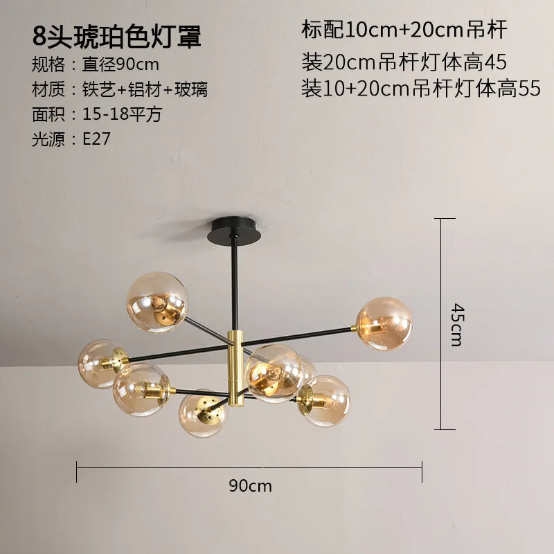DecorBites™ Glass Ball LED Chandelier - Modern Indoor Lighting Fixtures for Living Room & Bedroom