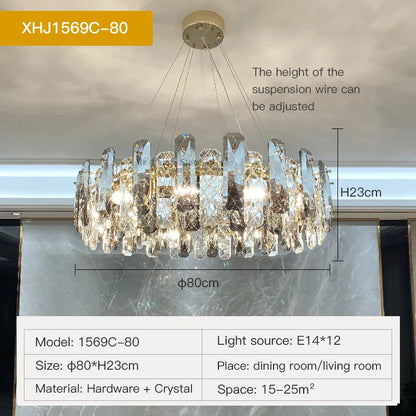 DecorBites™ Crystal LED Chandelier for Elegant Living Room, Dining, Bedroom, Kitchen