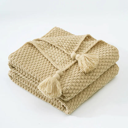 DecorBites™ Knitted Woolen Ball Blanket - Super Warm Cozy Sofa Throw Blanket