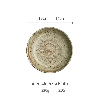 DecorBites™ Japanese Style Handmade Stoneware Dinnerware Set - Round Plates and Bowls