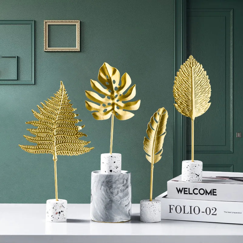 Gold Leaf Marble Sculpture