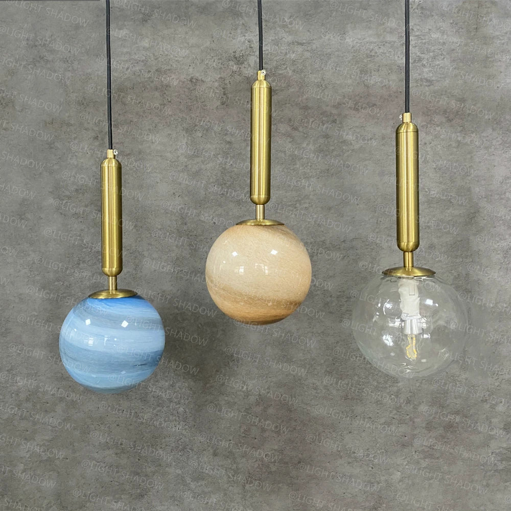 DecorBites™ Glass Planet Pendant Light: Modern LED Nordic Hanging Lamp for Living Bedroom Susp...